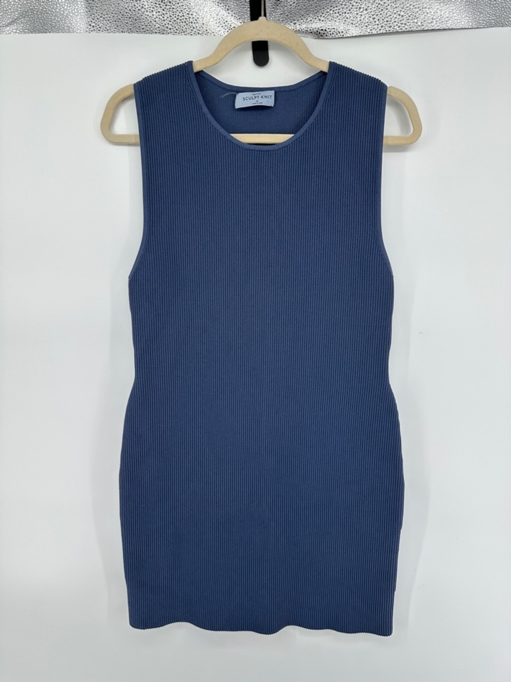 Aritzia Baraton Sculpt Knit Blue Bodycon Quiet Luxury Cocktail Dress SzXL